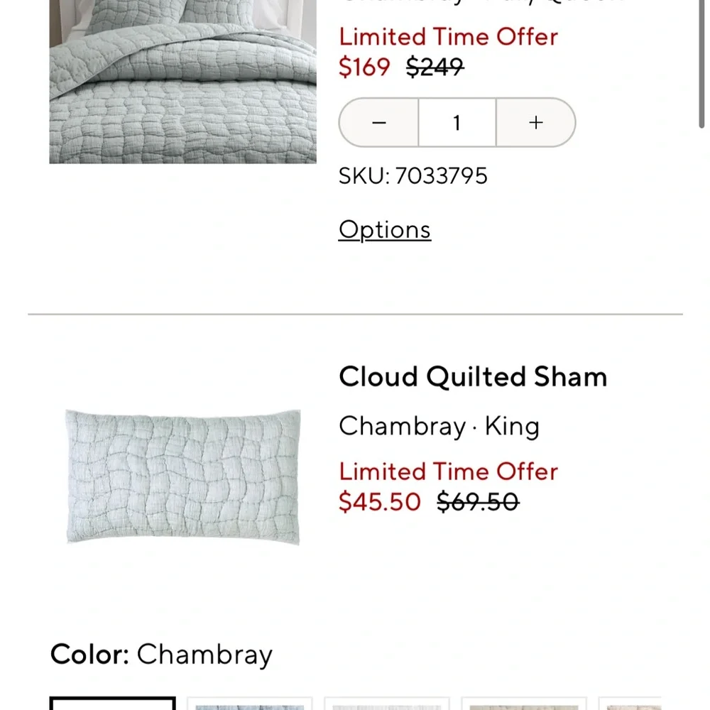 Pottery Barn Cloud Quilt Queen in Chambary